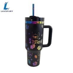 40oz Stitch Inspired Tumbler With Handle And Straw