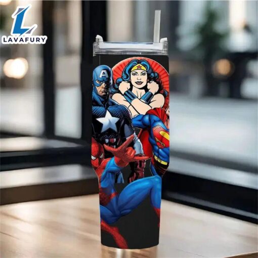 40oz Superhero Cartoon Insulated Tumbler