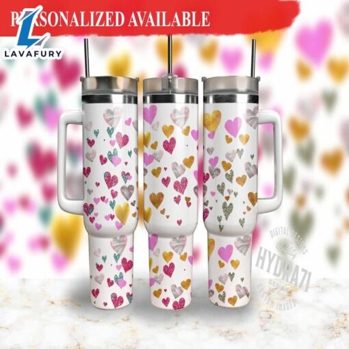 40oz Tumbler Love Hearts Valentine Love Tumbler with handle – 40oz Tumbler with Handle