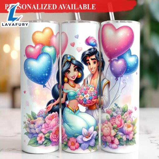 Aladdin x Jasmine Princess Valentine 20oz Tumbler With Lip And Straw