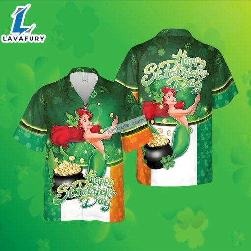 Ariel Shamrock Pot Of Gold St Patrick Green Chubbies Hawaiian Shirt 2025