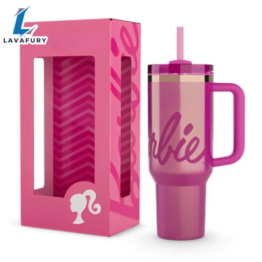 Barbie Inspired Tumbler With Handle And Straw