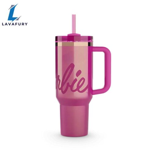 Barbie Inspired Tumbler With Handle And Straw