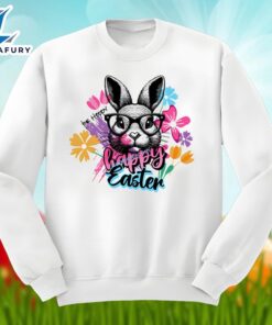 Be Hoppy Happy Easter With Bunny Floral Shirt Men Women