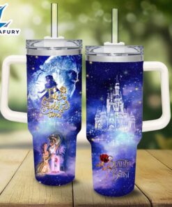 Beauty And The Beast Castle Printed Glitter Tumbler