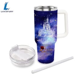 Beauty And The Beast Castle Printed Glitter Tumbler