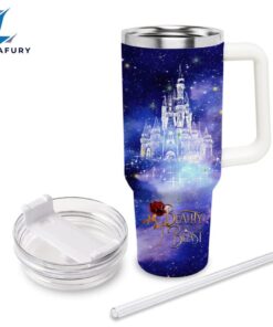 Beauty And The Beast Castle Printed Glitter Tumbler