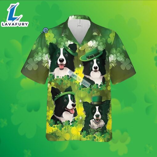 Border Collie Shamrock St Patricks Green Ladies Hawaiian Tops 2025