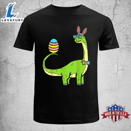 Brontosaurus Bunny Ears Egg Easter Day Dinosaur Dino Boys Easter Shirt