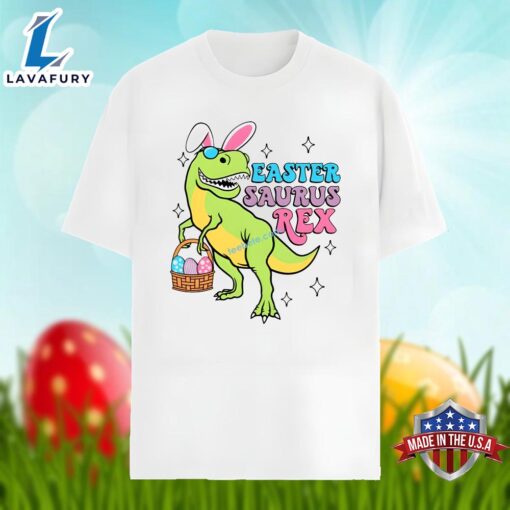 Bunny Saurus Rex Dinosaur With Easter Eggs Shirt Cotton