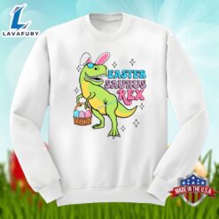 Bunny Saurus Rex Dinosaur With Easter Eggs Shirt Cotton