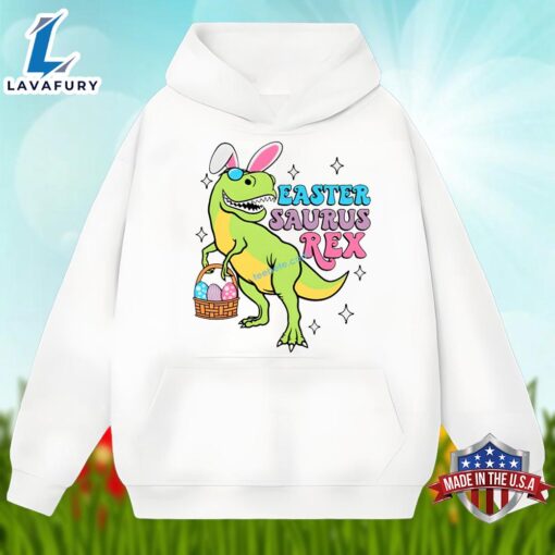 Bunny Saurus Rex Dinosaur With Easter Eggs Shirt Cotton