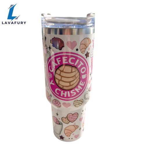 Cafecito Y Chisme 40 oz Travel Mug Coffee Pan Dulce Tumbler with Conchas