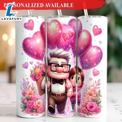 Carl And Ellie Valentine 20oz Tumbler With Lip And Straw