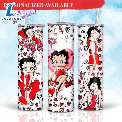 Cartoon Betty Boop Valentine 20oz Skinny Tumbler