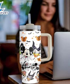 Cartoon Characters Printed Tumbler With Lid And Straw