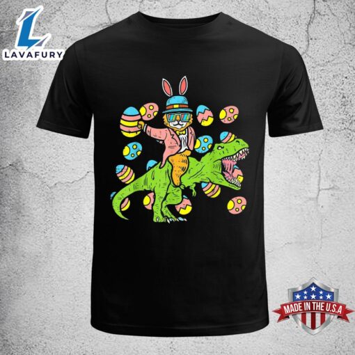 Cat Easter Bunny Riding Dino Trex Egg Hunt Dinosaur Boys Kid, Funny Easter Shirt