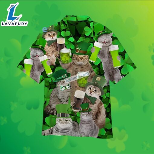 Cats Beer Shamrock St Patrick Green Sloth Hawaiian Shirt 2025