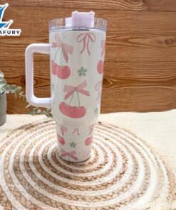 Cherry Coquette 40 oz Travel Tumbler with Bows