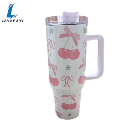 Cherry Coquette 40 oz Travel Tumbler with Bows