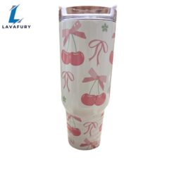 Cherry Coquette 40 oz Travel Tumbler with Bows