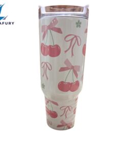 Cherry Coquette 40 oz Travel Tumbler with Bows