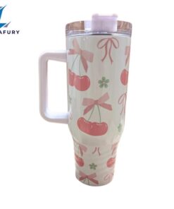 Cherry Coquette 40 oz Travel Tumbler with Bows