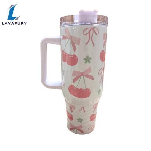 Cherry Coquette 40 oz Travel Tumbler with Bows