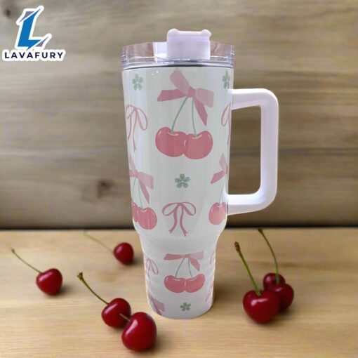 Cherry Coquette 40 oz Travel Tumbler with Bows