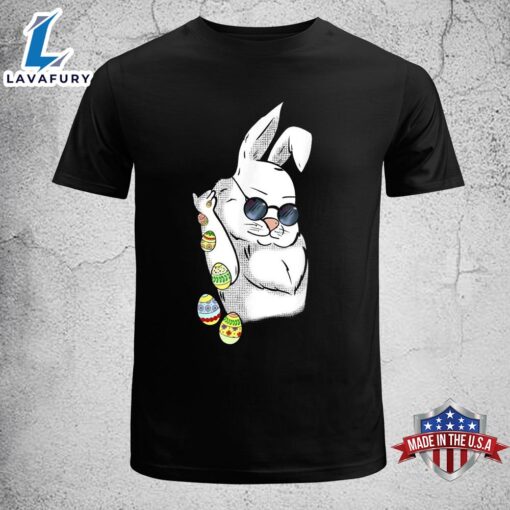 Cool Easter Bunny With Sunglasses Easter Eggs Happy Easter Womens Easter Shirt