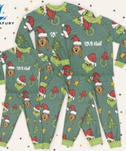 Custom Christmas Grinch Pattern Pajamas Set - Family Disneyland Matching Pajamas Set