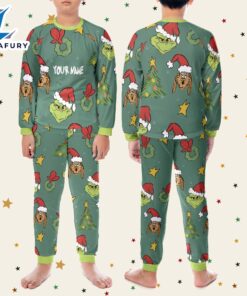 Custom Christmas Grinch Pattern Pajamas Set - Family Disneyland Matching Pajamas Set