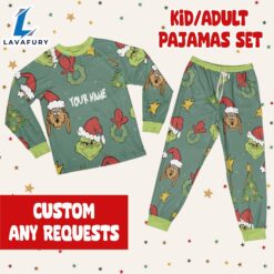 Custom Christmas Grinch Pattern Pajamas Set - Family Disneyland Matching Pajamas Set