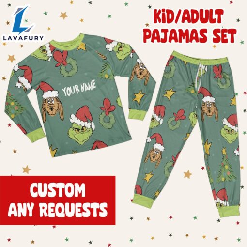 Custom Christmas Grinch Pattern Pajamas Set – Family Disneyland Matching Pajamas Set