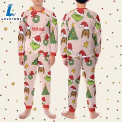 Custom Christmas Grinch Pattern Raglan Pajamas Set - Family Disneyland Matching Pajamas Set