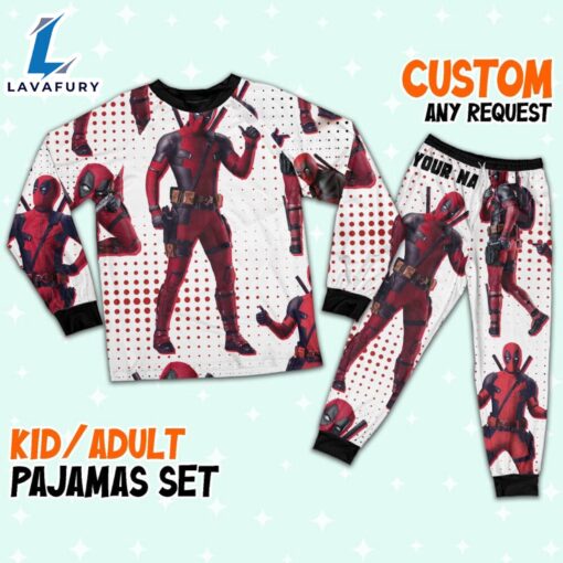 Custom Disney Deadpool and Wolverine Deadpool Colorful Pajamas – Family Disneyland Matching Pajamas Set