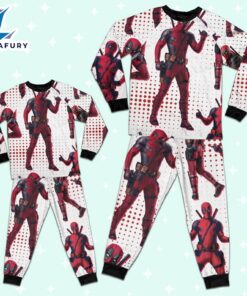 Custom Disney Deadpool and Wolverine Deadpool Colorful Pajamas - Movie Cartoon Holiday Pajamas