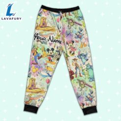 Custom Disney Famous Characters Colorful Team Pajamas Set - Movie Cartoon Holiday Pajamas