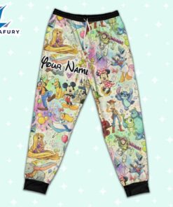 Custom Disney Famous Characters Colorful Team Pajamas Set - Movie Cartoon Holiday Pajamas