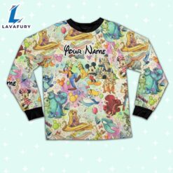 Custom Disney Famous Characters Colorful Team Pajamas Set - Movie Cartoon Holiday Pajamas