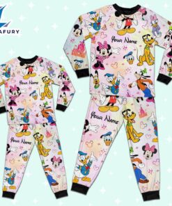 Custom Disney Friends Colorful Pajamas Set - Movie Cartoon Holiday Pajamas