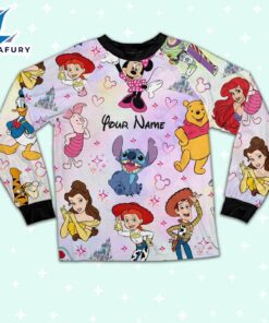 Custom Disney Friends Colorful Team Pajamas Set - Movie Cartoon Holiday Pajamas