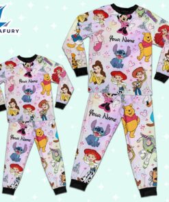 Custom Disney Friends Colorful Team Pajamas Set - Movie Cartoon Holiday Pajamas