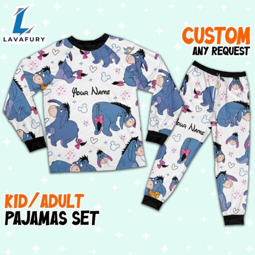 Custom Disney Friends Eeyore Colorful Pajamas Set – Movie Cartoon Holiday Pajamas