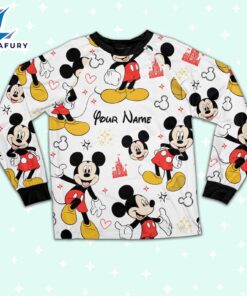 Custom Disney Friends Mickey Colorful Pajamas Set - Movie Cartoon Holiday Pajamas