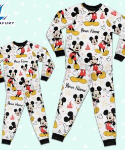 Custom Disney Friends Mickey Colorful Pajamas Set - Movie Cartoon Holiday Pajamas