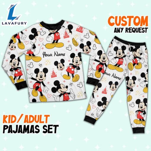 Custom Disney Friends Mickey Colorful Pajamas Set – Movie Cartoon Holiday Pajamas