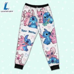 Custom Disney Friends Stitch and Angel Colorful Pajamas Set - Movie Cartoon Holiday Pajamas