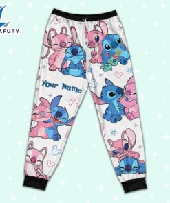 Custom Disney Friends Stitch and Angel Colorful Pajamas Set - Movie Cartoon Holiday Pajamas