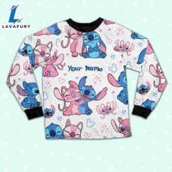 Custom Disney Friends Stitch and Angel Colorful Pajamas Set - Movie Cartoon Holiday Pajamas